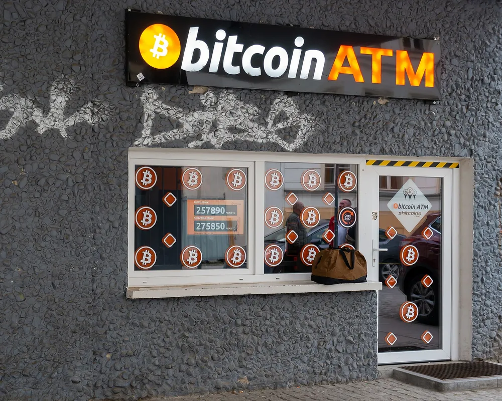 A Bitcoin ATM where people can buy and sell crypto with cash