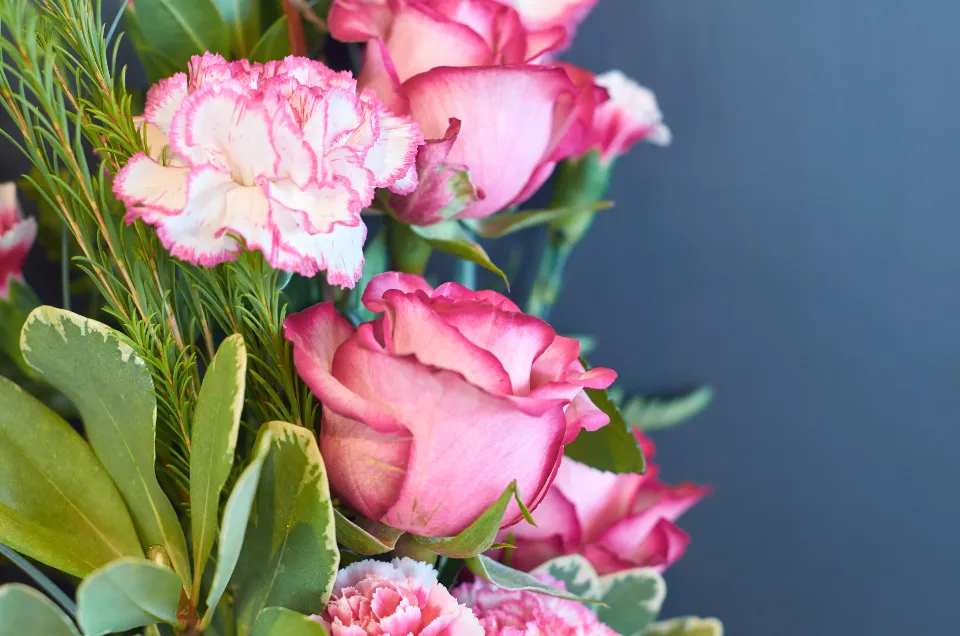 Pink rose and carnation bouquet