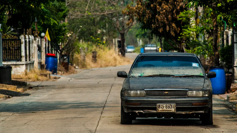 A damaged car after major flooding in Bangkok