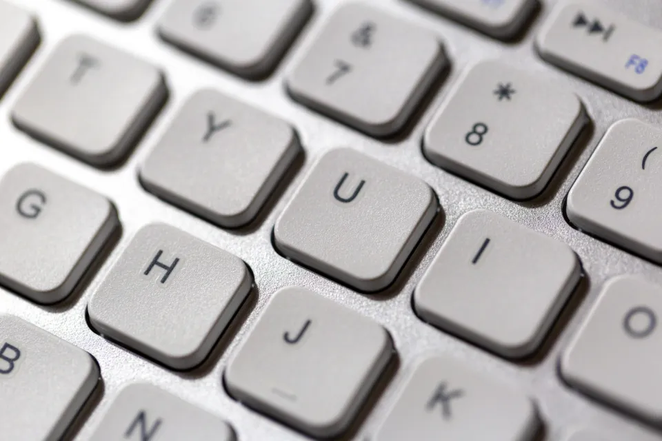 Laptop keyboard close-up — tactile keys on modern ultrabook