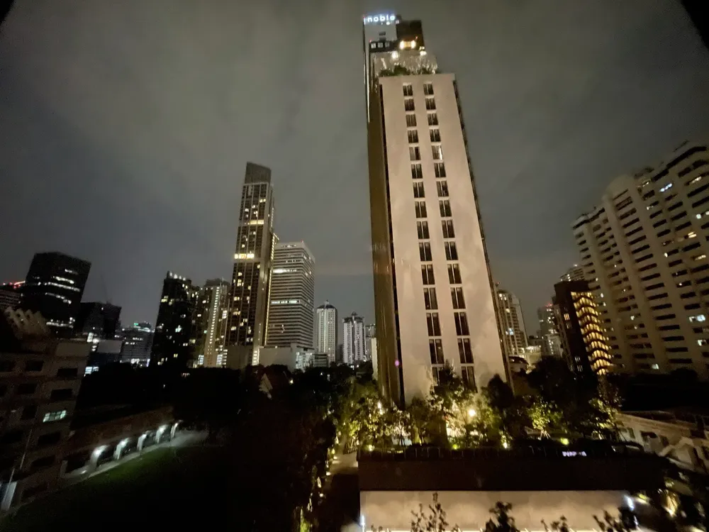 Bangkok's downtown high-rise skyline at night, the kind of view found from many of the city's rooftop bars
