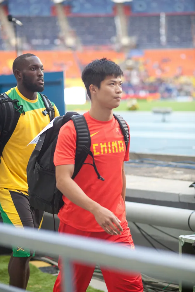 Su Bingtian of China, the previous holder of the Asian Games 100m record (9.91 seconds, set in 2018), which Boonson has now broken