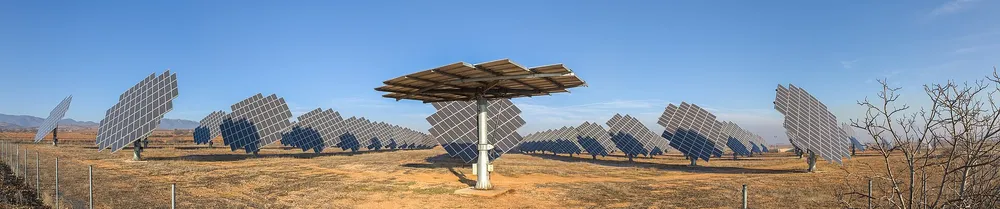 A solar photovoltaic array tracking the sun