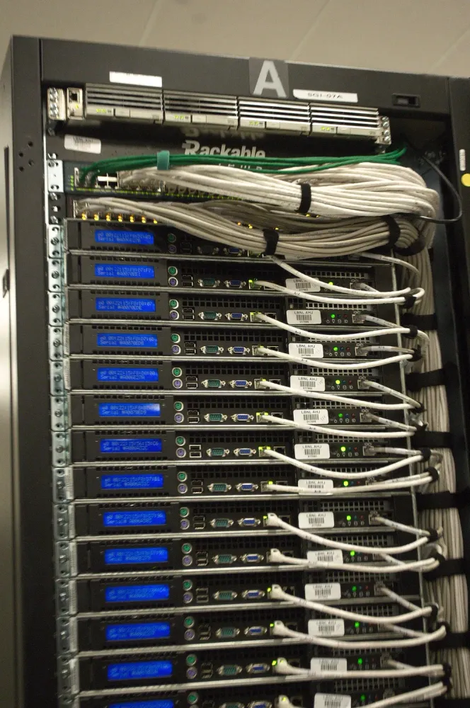 Illustrative: a server rack inside a data center